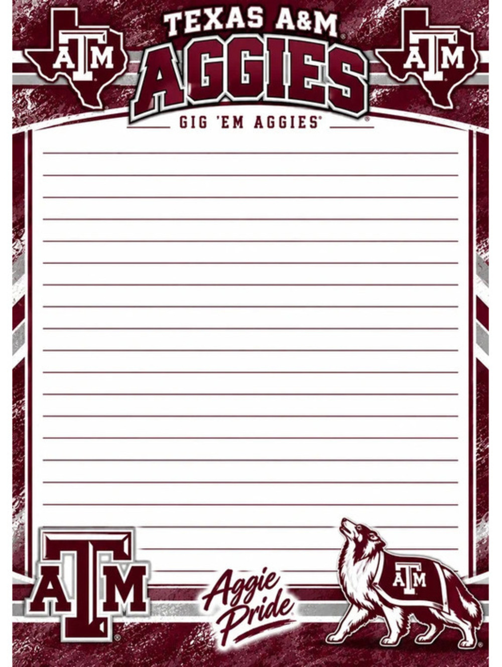 Texas A&M Aggies Football Lined Stationery 5x7